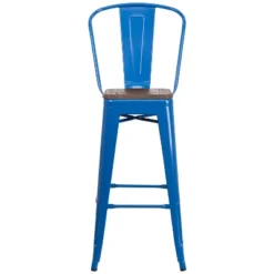 Emma And Oliver 30"H Metal Dining Barstool With Back And Square Wood Seat -Restaurant Furniture Store GUEST 4e578596 071c 4b86 b659 b67b19a765ef