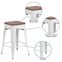 Merrick Lane Backless Metal Dining Stool With Wooden Seat For Indoor Use -Restaurant Furniture Store GUEST 4f0cd44c 432e 46b0 a8fd 16ab1f1b45b4