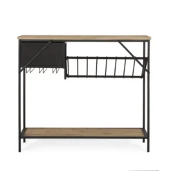 Boster Boho Industrial 8 Bottle Wine Rack Console Table With Storage Natural/Black - Christopher Knight Home -Restaurant Furniture Store GUEST 4f47175d b477 4924 ac1d 4de8bc7afd74