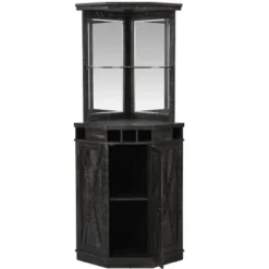 Home Source Charcoal Corner Bar Unit With Built-in Wine Rack And Lower Cabinet -Restaurant Furniture Store GUEST 507869b6 f73f 4c7c 912a 0b6029299a2e