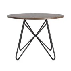 42" Leonard Round Dining Table With Black Iron Legs Walnut Finish - Inspire Q -Restaurant Furniture Store GUEST 50a587e8 0e35 4a0f 9488 9401b77f06fa