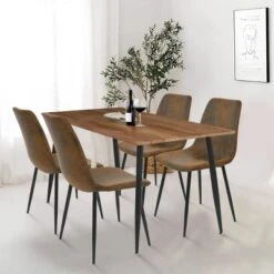 Charls+Bingo 5-Piece Metal Legs And 4 Upholstered Chairs Modern Rectangular Dining Table Furniture Set-The Pop Maison -Restaurant Furniture Store GUEST 510447fa 0996 4927 b04d a9a2e1a6a668