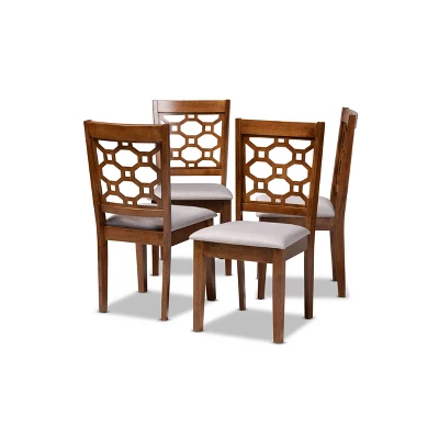 4pc Peter Fabric Upholstered And Wood Dining Chairs - Baxton Studio 8 4pc Peter Fabric Upholstered And Wood Dining Chairs - Baxton Studio - Image 6