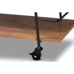 3 Tier Bernard Industrial Metal And Wood Mobile Wine Bar Cart Black/Walnut - Baxton Studio -Restaurant Furniture Store GUEST 5134988b bb12 46aa b422 e2168bb65de2