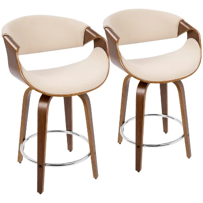 Set Of 2 Curvini Mid-Century Modern Counter Height Barstools - LumiSource 12 Set Of 2 Curvini Mid-Century Modern Counter Height Barstools - LumiSource - Image 10