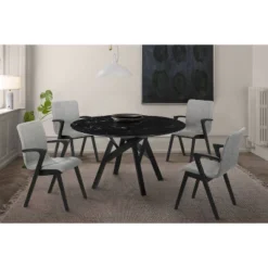 54" Venus Round Mid-Century Modern Dining Table Black Marble - Armen Living -Restaurant Furniture Store GUEST 51688d01 6814 471a b80f c076f72fd674