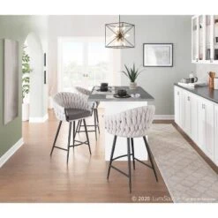 26" Braided Matisse Counter Height Barstool With Faux Leather And Fabric - LumiSource -Restaurant Furniture Store GUEST 518428a2 e843 47be a6f4 d30b4c44dfcf