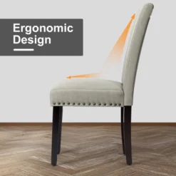 Costway Set Of 4 Fabric Dining Chairs W/Nailhead Trim -Restaurant Furniture Store GUEST 51d96984 e7cf 466f be2d df0bf772e523