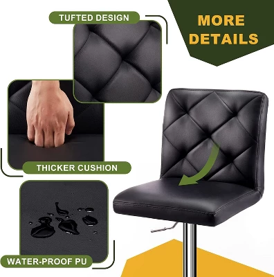 Hywela Bar Stools, Modern PU Leather Adjustable Swivel Barstools, Armless Kitchen Island Counter Bar Stools With Bigger Base, Set Of 2,Comfy- The Pop Home 7 Hywela Bar Stools, Modern PU Leather Adjustable Swivel Barstools, Armless Kitchen Island Counter Bar Stools With Bigger Base, Set Of 2,Comfy- The Pop Home - Image 5