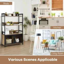 Costway 3-Tier Baker's Rack Industrial Kitchen Microwave Oven Stand W/Storage Cabinet -Restaurant Furniture Store GUEST 538446b7 a6af 4c99 bd96 2d11feee3a79