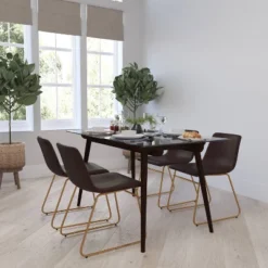 Set Of 2 Faux Leather Bucket Seat Dining Chairs With Frame - Merrick Lane -Restaurant Furniture Store GUEST 53cc3b6c 7527 4834 90cf 894884f6acec