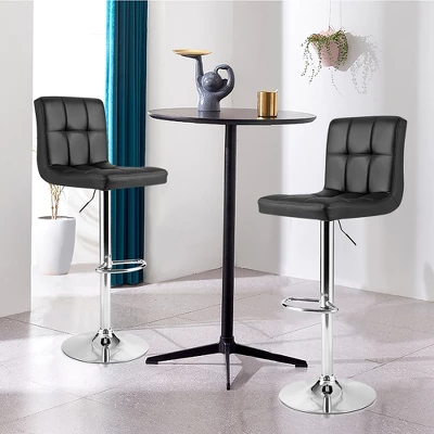 Costway Adjustable Swivel Bar Stool Counter Height Bar Chair PU Leather W/ Back Black 3 Costway Adjustable Swivel Bar Stool Counter Height Bar Chair PU Leather W/ Back Black