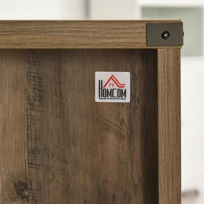 HOMCOM Wooden Farmhouse Sideboard, Storage Buffet Cabinet With 2 Large Drawers, X-Shaped Wine Rack, And Cabinets, Distressed Brown 8 HOMCOM Wooden Farmhouse Sideboard, Storage Buffet Cabinet With 2 Large Drawers, X-Shaped Wine Rack, And Cabinets, Distressed Brown - Image 6