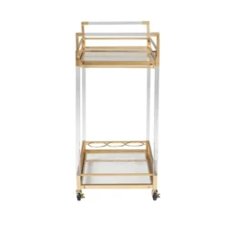 Savannah Metal And Glass Wine Cart Gold/Clear - Baxton Studio -Restaurant Furniture Store GUEST 5885f2b8 da08 472d ae14 a168a0e3fd05