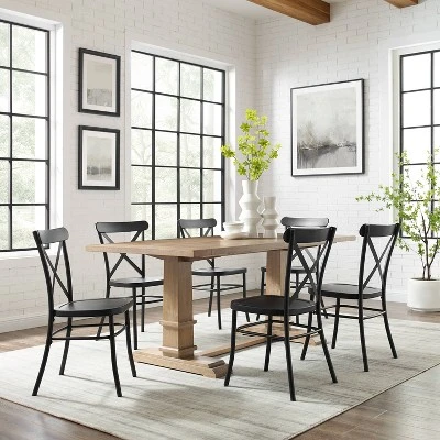 7pc Joanna Dining Set With 4 Camille Chairs Matte Black - Crosley 3 7pc Joanna Dining Set With 4 Camille Chairs Matte Black - Crosley