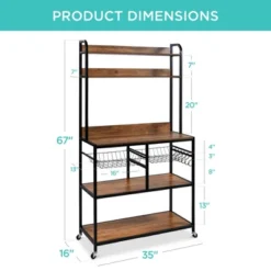 Best Choice Products 67in Counter-Height Baker's Rack W/ Locking Wheels, Adjustable Feet, 2 Wire Baskets -Restaurant Furniture Store GUEST 595ce3eb 1252 44e4 bc40 c25539069d1c