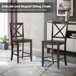 Costway Set Of 2 24'' Counter Height Barstools Kitchen Dining Chairs Rubber Wood Frame -Restaurant Furniture Store GUEST 59774ba2 e020 4ba4 9949 b4dcf01c1c62