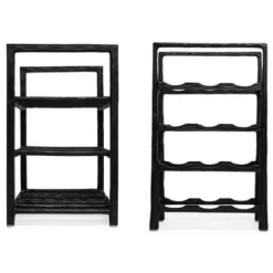 BIRDROCK HOME 12 Bottle Rack - Free Standing Stand - Kitchen Countertop - Black Forged Metal - Vertical Shelf Storage Cabinet - Holder -Restaurant Furniture Store GUEST 5bcb4229 df95 4da0 b5e5 85ac804c061d