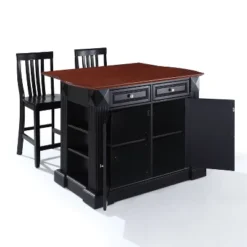 Coventry Drop Leaf Top Kitchen Island With School House Stools Black - Crosley -Restaurant Furniture Store GUEST 5bd2fdea caa8 48c9 bc89 b8f665d2b78d