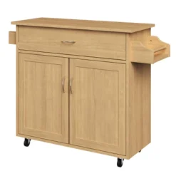 Kitchen Island With Spice Rack And Storage Cabinet - Rolling Cart With Drawers To Use As Coffee Bar, Microwave Stand, Or Storage By Lavish Home (Oak) -Restaurant Furniture Store GUEST 5c5218f2 158a 4b65 9162 42da83a74fcf