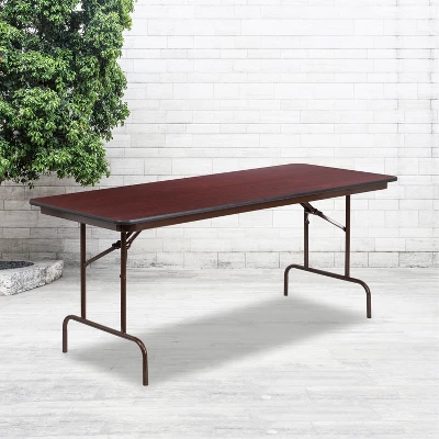 Flash Furniture 6-Foot High Pressure Mahogany Laminate Folding Banquet Table 3 Flash Furniture 6-Foot High Pressure Mahogany Laminate Folding Banquet Table