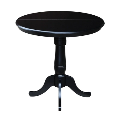 36" Round Top Pedestal Counter Height 12" Drop Leaf Dining Table Black - International Concepts 4 36" Round Top Pedestal Counter Height 12" Drop Leaf Dining Table Black - International Concepts - Image 2