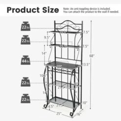Costway 5-Tier Metal Kitchen Bakers Rack Microwave Storage Rack Oven Stand With Wine Organizer -Restaurant Furniture Store GUEST 618bcf96 b2fa 447d ab9a b8afbe909e76