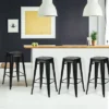 Tangkula Set Of 4 Metal Bar Stools 24" Industrial Chair Low Back Black -Restaurant Furniture Store GUEST 62b7d6e6 94bd 4449 8c59 e8bddc27fa7a