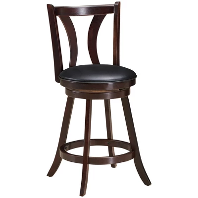 Costway Set Of 2 Swivel Bar Stool 24'' Counter Height Leather Padded Dining Kitchen Chair 5 Costway Set Of 2 Swivel Bar Stool 24'' Counter Height Leather Padded Dining Kitchen Chair - Image 3
