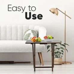 PJ Wood 19.09 X 14.57 X 26.00 Inch Folding TV Tray Tables With Compact Storage Rack, Solid Wood Construction, Walnut Brown Finish, 5 Piece Set -Restaurant Furniture Store GUEST 63c12be6 1cb6 4f62 bed6 76de015bd193