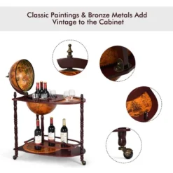 Costway Wood Globe Wine Bar Stand 34'' H 16th Century Italian Rack Liquor Bottle Shelf -Restaurant Furniture Store GUEST 64a2e981 7ede 4731 8d98 557166dbe1a5