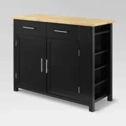 Full Savannah Wood Top Kitchen Island Cart Black/Natural - Crosley -Restaurant Furniture Store GUEST 65d7a931 8d5d 4e33 82e9 75415776139e