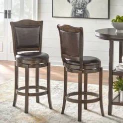 Set Of 2 Tara 30" Swivel Counter Height Barstools Brown - Buylateral