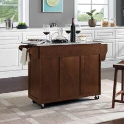 Eleanor Granite Top Kitchen Cart Mahogany/Gray - Crosley -Restaurant Furniture Store GUEST 66be4483 34c1 4835 9dab 520bbbeebea0