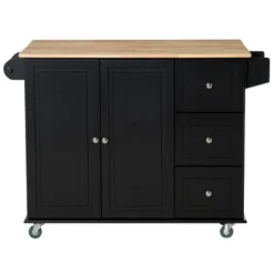 HOMCOM Mobile Kitchen Island Storage Trolley Cart On Wheels With Dropleaf Top, Towel/Spice Rack, 3 Drawers, 2-Door Cabinet -Restaurant Furniture Store GUEST 66ebca00 573f 4e9a 8829 ff9c365ad2d5