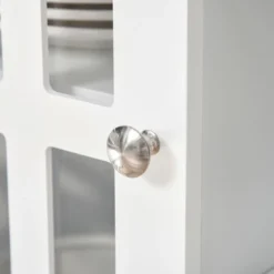 HOMCOM Modern Sideboard, Storage Cabinet, Buffet With 2 Slatted Framed Doors, Open Middle Shelving And Cable Management Hole -Restaurant Furniture Store GUEST 672635b1 6490 49c2 b021 f5154b9bbde8