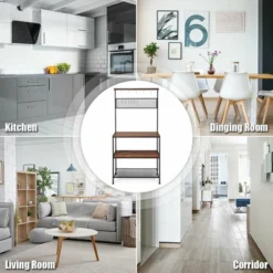 Costway 4-Tier Kitchen Bakers Rack Microwave Oven Stand Industrial W/Hooks & Mesh Panel -Restaurant Furniture Store GUEST 699b2b91 c949 403d 8751 05a2a75d3a47