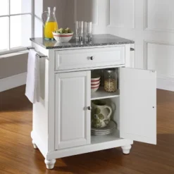 Cambridge Gray Granite Top Portable Kitchen Island/Cart White - Crosley -Restaurant Furniture Store GUEST 6a1b7b89 58cf 4630 a368 74d7e4c1671f
