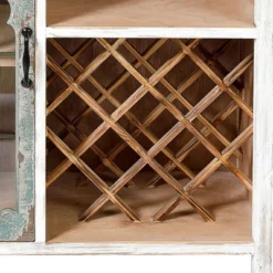 LuxenHome Distressed White And Gray Wood 1-Door Storage Wine Cabinet -Restaurant Furniture Store GUEST 6a26c4c0 ef97 4b82 829c 187f9b2f95a9