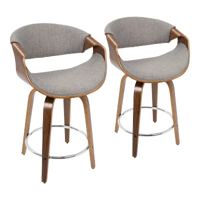 Set Of 2 Curvini Mid-Century Modern Counter Height Barstools - LumiSource 11 Set Of 2 Curvini Mid-Century Modern Counter Height Barstools - LumiSource - Image 9