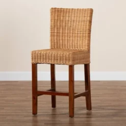 Racquel Natural Rattan And Mahogany Wood Counter Height Barstool Walnut Brown - Bali & Pari -Restaurant Furniture Store GUEST 6bcf4160 19c1 480d bc77 0a7840b60b43