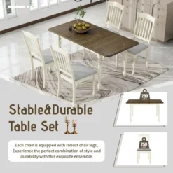 5 PCS Mid-Century Extendable Dining Table Set With 15inch Butterfly Leaf And 4 Upholstered Chairs-ModernLuxe -Restaurant Furniture Store GUEST 6be67fba 8051 4c93 b401 f6aed368626d