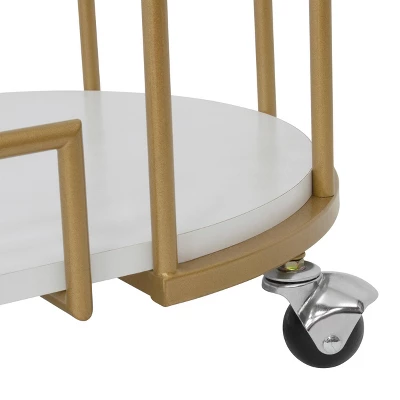 Pavillion 2 Tier Oval Bar Serving Cart Shelves With Glass Mirror Gold - Studio Designs 8 Pavillion 2 Tier Oval Bar Serving Cart Shelves With Glass Mirror Gold - Studio Designs - Image 6