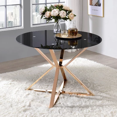Kenlina Round Dining Table With Glass Top - MiBasics 3 Kenlina Round Dining Table With Glass Top - MiBasics