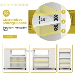 Costway Kitchen Island Trolley Cart On Wheels With Storage Open Shelves & Drawer White/Brown -Restaurant Furniture Store GUEST 6cd29548 0de8 417b a3ce 90f3a4afeac5