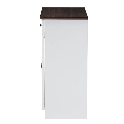 Lauren TwoTone And Buffet Kitchen Cabinet With Two Doors And Two Drawers White/Dark Brown - Baxton Studio 4 Lauren TwoTone And Buffet Kitchen Cabinet With Two Doors And Two Drawers White/Dark Brown - Baxton Studio - Image 2