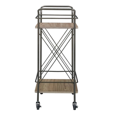 Keene Bronze Finish And Wood Double Cross Bar Cart Bronze/Walnut - Inspire Q 5 Keene Bronze Finish And Wood Double Cross Bar Cart Bronze/Walnut - Inspire Q - Image 3
