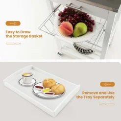 Costway Compact Kitchen Island Cart Rolling Service Trolley With Stainless Steel Top Basket -Restaurant Furniture Store GUEST 6d12b3d7 0480 4e1e bf51 084fc2612c3c