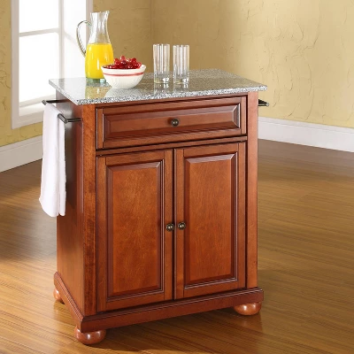 Alexandria Granite Top Portable Kitchen Island/Cart Cherry/Gray - Crosley 3 Alexandria Granite Top Portable Kitchen Island/Cart Cherry/Gray - Crosley