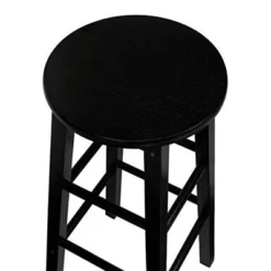 PJ Wood Classic Round-Seat 24" Tall Kitchen Counter Stools For Homes, Dining Spaces, And Bars With Backless Seats, Square Legs, Black (10 Pack) -Restaurant Furniture Store GUEST 6e49ca25 893b 494c 83c5 84954d985744
